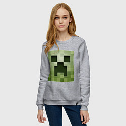 Свитшот хлопковый женский Мinecraft creeper, цвет: меланж — фото 2