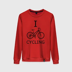 Свитшот хлопковый женский I love cycling, цвет: красный