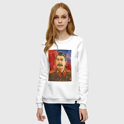 Свитшот хлопковый женский Сталин: полигоны, цвет: белый — фото 2