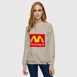 Свитшот хлопковый женский Im lovin it!, цвет: миндальный — фото 2