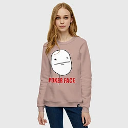 Свитшот хлопковый женский Poker Face, цвет: пыльно-розовый — фото 2