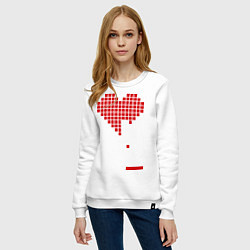 Свитшот хлопковый женский Heart tetris, цвет: белый — фото 2