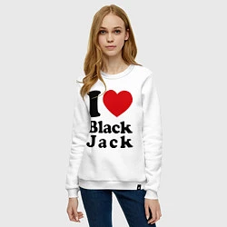 Свитшот хлопковый женский I love black jack, цвет: белый — фото 2