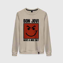 Свитшот хлопковый женский Bon Jovi: Have a nice day, цвет: миндальный