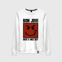 Свитшот хлопковый женский Bon Jovi: Have a nice day, цвет: белый
