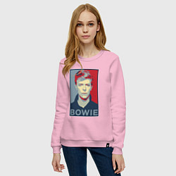 Свитшот хлопковый женский Bowie Poster, цвет: светло-розовый — фото 2