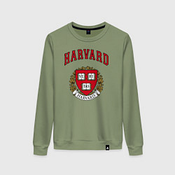 Свитшот хлопковый женский Harvard university, цвет: авокадо