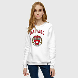 Свитшот хлопковый женский Harvard university, цвет: белый — фото 2