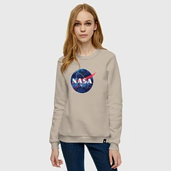 Свитшот хлопковый женский NASA: Cosmic Logo, цвет: миндальный — фото 2