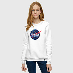Свитшот хлопковый женский NASA: Cosmic Logo, цвет: белый — фото 2