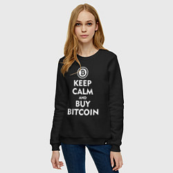 Свитшот хлопковый женский Keep Calm & Buy Bitcoin, цвет: черный — фото 2