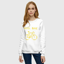 Свитшот хлопковый женский Pixel Bike one color, цвет: белый — фото 2