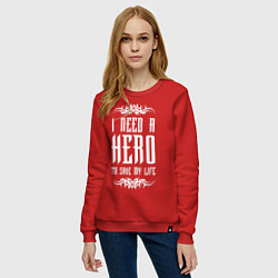 Свитшот хлопковый женский Skillet: I need a Hero, цвет: красный — фото 2