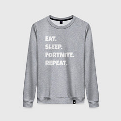 Свитшот хлопковый женский Eat Sleep Fortnite Repeat, цвет: меланж