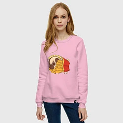 Свитшот хлопковый женский Мопс-картофель фри, цвет: светло-розовый — фото 2