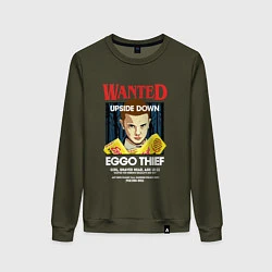 Свитшот хлопковый женский Wanted: Eggo Thief / 11, цвет: хаки