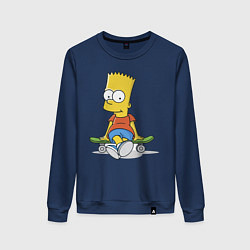 Свитшот хлопковый женский Барт на скейте, цвет: тёмно-синий