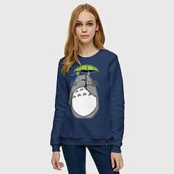 Свитшот хлопковый женский Totoro с зонтом, цвет: тёмно-синий — фото 2