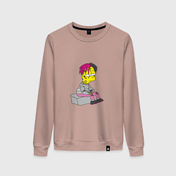 Свитшот хлопковый женский Bart: Lil Peep, цвет: пыльно-розовый