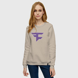 Свитшот хлопковый женский Faze Clan Ultraviolet, цвет: миндальный — фото 2