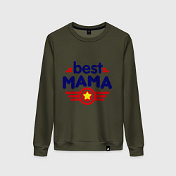 Свитшот хлопковый женский Best mama logo, цвет: хаки