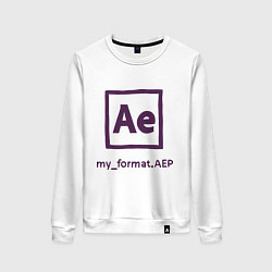Свитшот хлопковый женский Adobe After Effects, цвет: белый