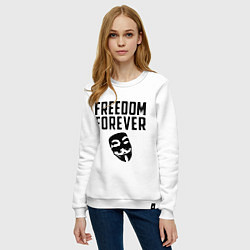 Свитшот хлопковый женский Freedom forever, цвет: белый — фото 2