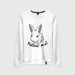 Свитшот хлопковый женский Rabbit: follow me, цвет: белый