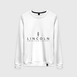 Свитшот хлопковый женский Lincoln logo, цвет: белый