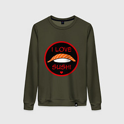 Свитшот хлопковый женский Love Sushi, цвет: хаки