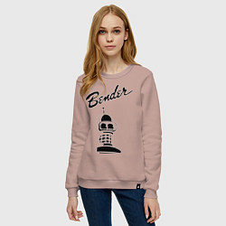 Свитшот хлопковый женский Bender monochrome, цвет: пыльно-розовый — фото 2