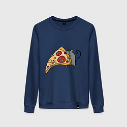 Свитшот хлопковый женский Кусочек пиццы парная, цвет: тёмно-синий