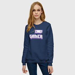 Свитшот хлопковый женский Twitch Gamer, цвет: тёмно-синий — фото 2