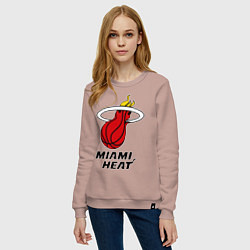 Свитшот хлопковый женский Miami Heat-logo, цвет: пыльно-розовый — фото 2