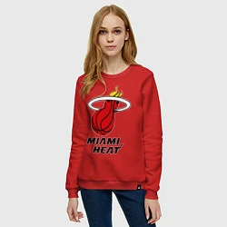 Свитшот хлопковый женский Miami Heat-logo, цвет: красный — фото 2