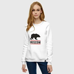 Свитшот хлопковый женский Moscow Bear, цвет: белый — фото 2