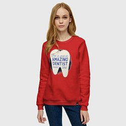 Свитшот хлопковый женский Amazing Dentist, цвет: красный — фото 2
