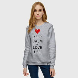 Свитшот хлопковый женский Keep Calm & Love Life, цвет: меланж — фото 2