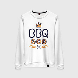 Свитшот хлопковый женский BBQ God, цвет: белый