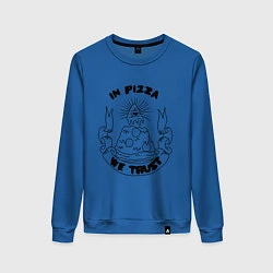 Свитшот хлопковый женский In Pizza We Trust, цвет: синий