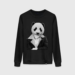 Свитшот хлопковый женский Панда в свитере, цвет: черный