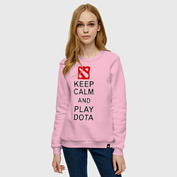 Свитшот хлопковый женский Keep Calm & Play Dota, цвет: светло-розовый — фото 2