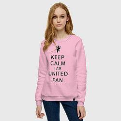 Свитшот хлопковый женский Keep Calm & United fan, цвет: светло-розовый — фото 2