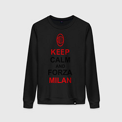 Свитшот хлопковый женский Keep Calm & Forza Milan, цвет: черный