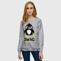 Свитшот хлопковый женский SWAG Penguin цвета меланж — фото 2