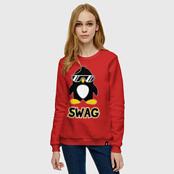 Свитшот хлопковый женский SWAG Penguin, цвет: красный — фото 2