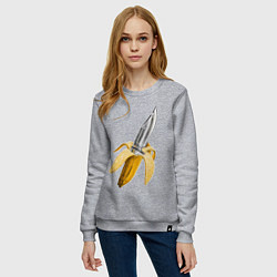 Свитшот хлопковый женский Banana Knife, цвет: меланж — фото 2