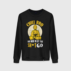 Свитшот хлопковый женский Chill Bro, цвет: черный