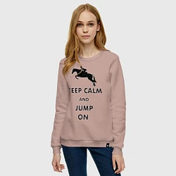 Свитшот хлопковый женский Keep Calm & Jump On, цвет: пыльно-розовый — фото 2