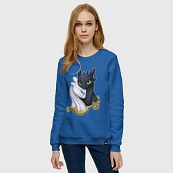 Свитшот хлопковый женский Дневная и ночная фурия, цвет: синий — фото 2